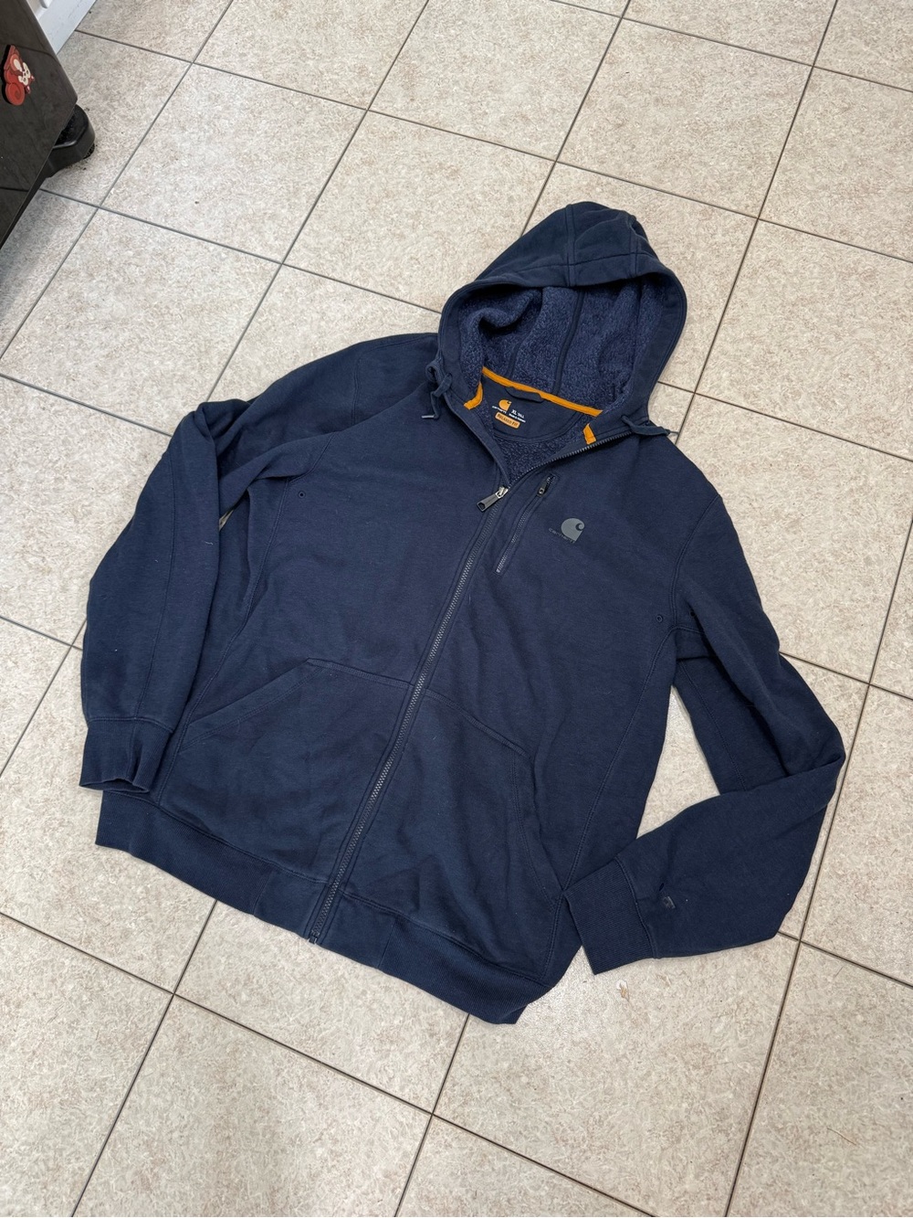 Carhartt Force Navy Full Zip-Up Hooded.